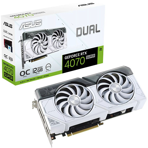 Видеокарта ASUS GeForce RTX 4070 Super 12288Mb, Dual OC White 12G (Dual-RTX4070S-O12G-White) 1xHDMI, 3xDP, Ret