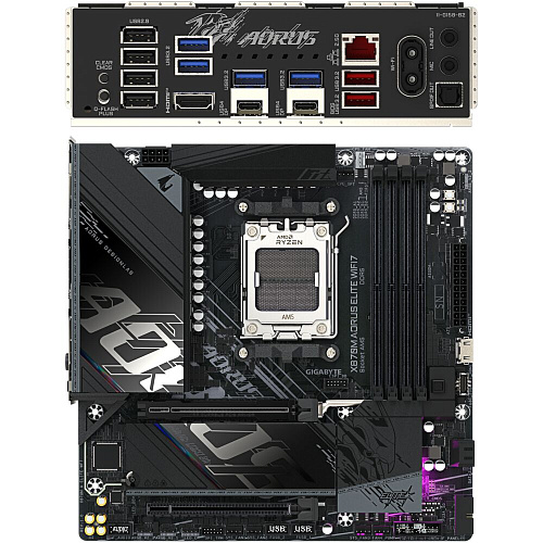 Материнская плата Gigabyte X870M AORUS Elite Wifi7 Socket-AM5 AMD X870 4xDDR5, 2xSATA3, RAID, 2xM.2, 2xPCI-E16x, 6xUSB3.2, 2xUSB3.2 Type C, HDMI, 2.5Glan, mATX Ret