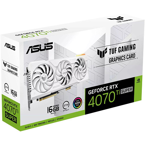 Видеокарта ASUS GeForce RTX 4070 Ti Super 16384Mb, TUF Gaming BTF White 16G (TUF-RTX4070TIS-16G-BTF-White) 2xHDMI, 3xDP, Ret