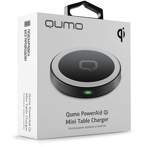 Беспроводная зарядная панель Qumo Qi Mini Table Charger, настольная, черная  