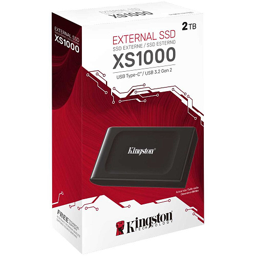 Внешний SSD-накопитель 2Tb Kingston XS1000 SXS1000/2000G (SSD) USB 3.2 черный