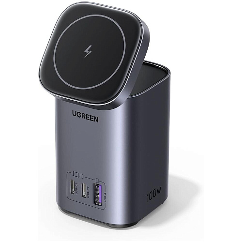 Беспроводная зарядная панель 2 в 1 Для IPhone, Airpods Ugreen CD342 (15076) 2xType C + USB 100W Grey