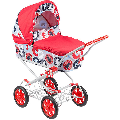 Коляска для кукол Wakart Классик 2 000sn-37076 (красная+разноцветные круги)