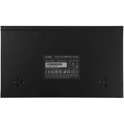 Коммутатор Cudy FS1006P неуправляемый 6 портов 10/100Мбит/с, 4 порта PoE+, 2 порта 100Мбит/с uplink