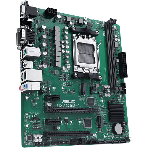 Материнская плата ASUS Pro A620M-C-CSM A620 Socket AM5 2xDDR5, 4xSATA3, RAID, 2xM.2, 1xPCI-E16x,  2xUSB3.2, 1xUSB3.2 Type C, D-Sub, DVI-D, DP, HDMI, Glan, mATX