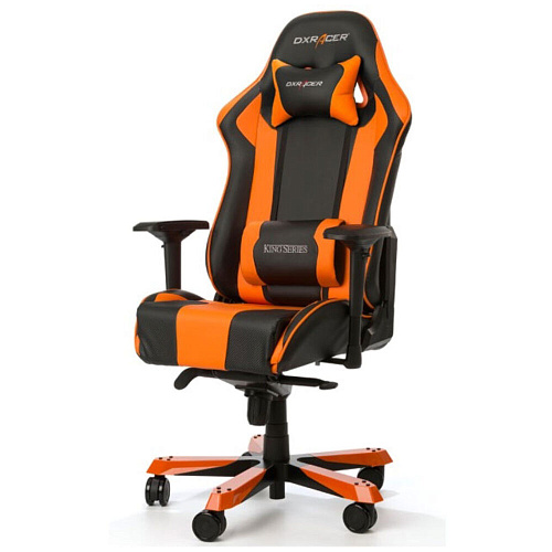 Кресло для геймера DXRacer King чёрно-оранжевое (OH/KS06/NO, экокожа, регулируемый угол наклона)