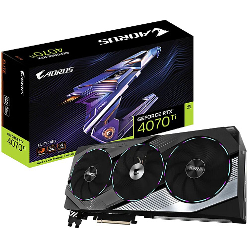 Видеокарта Gigabyte GeForce RTX 4070 Ti 12288Mb, Aorus Elite 12 Gb (GV-N407TAORUS E-12GD) 1xHDMI, 3xDP, Ret
