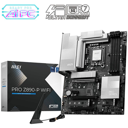 Материнская плата MSI Pro Z890-P WiFi Z890 Soc-1851 4xDDR5, 4xSATA3, RAID, 4хM.2, 4xPCI-E16x, 3xUSB3.2, 2xUSB3.2 Type C, DP, HDMI, WiFi, 5Glan, ATX