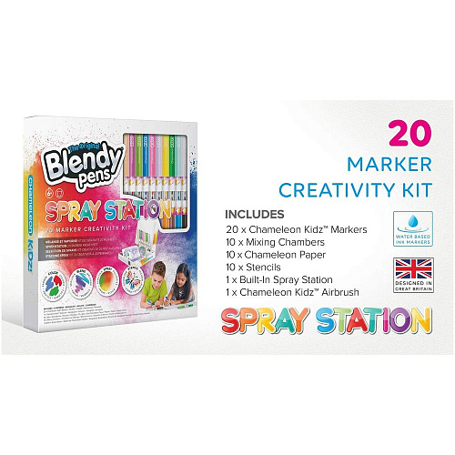 Набор фломастеров-хамелеонов «Blendy pens» (20 шт.) c трафаретами и аэрографом