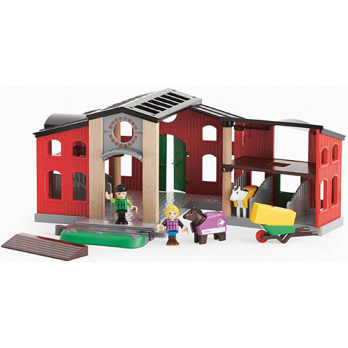 Игровой набор Brio с открывающейся конюшней, 2 лошадки, 2 фигурки, аксессуары 33791