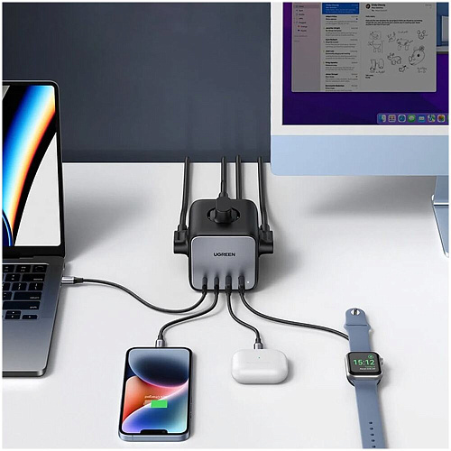 Сетевое зарядное устройство Ugreen DigiNest Cube CD268 (60113) 65W 2xUSB-C + 2xUSB-A Черный