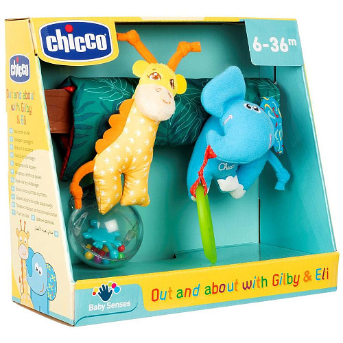 Chicco Игрушка на коляску Жираф и Слоник