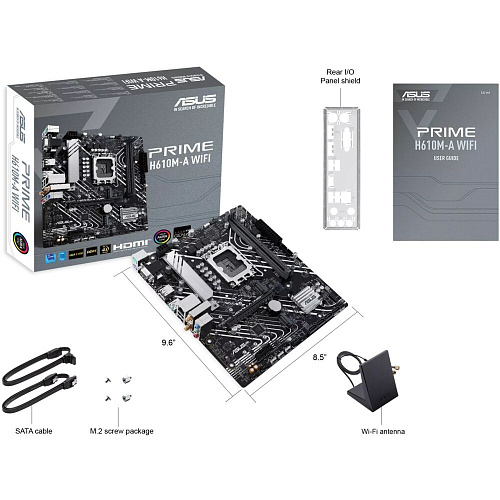 Материнская плата ASUS Prime H610M-A WiFi H610 Socket-1700 2xDDR5, 4xSATA3, 2xM.2, 1xPCI-E16x, 2xUSB3.2, D-Sub, DP, HDMI, WiFi, Glan, mATX