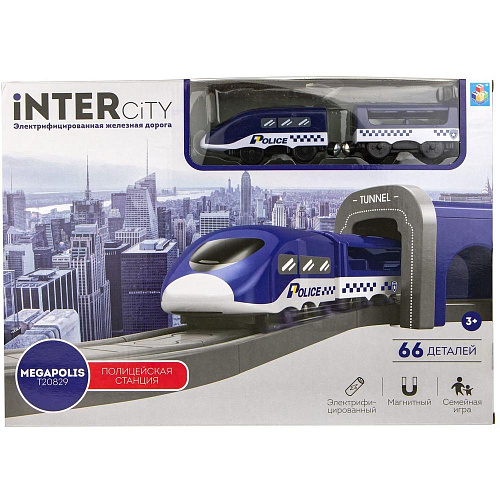 Железная дорога 1Toy InterCity Megapolis "Полицейская станция" 66 дет Т20829