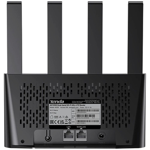 Беспроводной маршрутизатор Tenda 4G08 802.11ac 1167Мбит/с, 2,4Ггц и 5Ггц, 1xLAN, 1xWAN, 1хSIM поддержка 3G, 4G модема