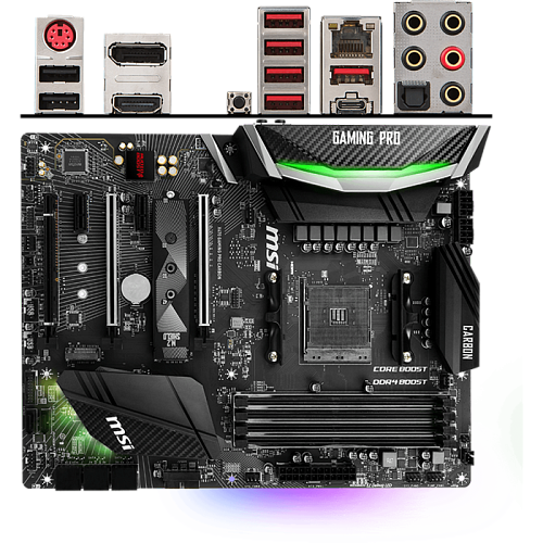Материнская плата MSI X470 Gaming Pro Carbon X470 Socket AM4 4xDDR4, 8xSATA3, RAID, 2xM.2, 3xPCI-E16x, 3xUSB3.0, 1xUSB3.1, USB3.0 Type C, DP, HDMI, Glan, ATX