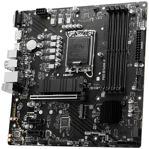 Материнская плата MSI Pro B760M-P B760 Socket-1700 4xDDR5, 4xSATA3, RAID, 2xM.2, 1xPCI-E16x, 1xUSB3.2, 1xUSB3.2 Type C, D-Sub, DP, HDMI, Glan, mATX УЦЕНКА
