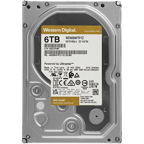 Внутренний жесткий диск 3,5" 6Tb Western Digital (WD6004FRYZ) 256Мб 7200rpm SATA3 Gold