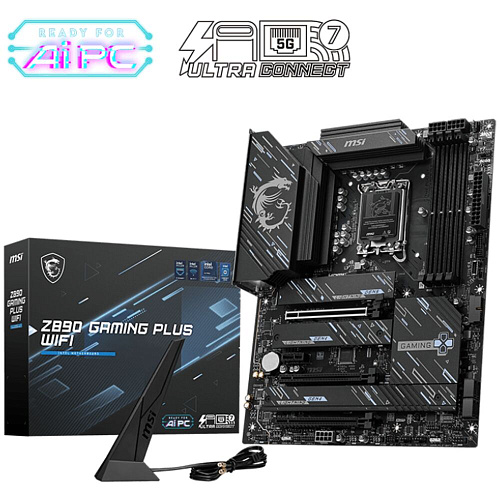 Материнская плата MSI Z890 Gaming Plus WiFi Z890 Soc-1851 4xDDR5, 4xSATA3, RAID, 4хM.2, 4xPCI-E16x, 3xUSB3.2, 2xUSB3.2 Type C, DP, HDMI, WiFi, 5Glan, ATX