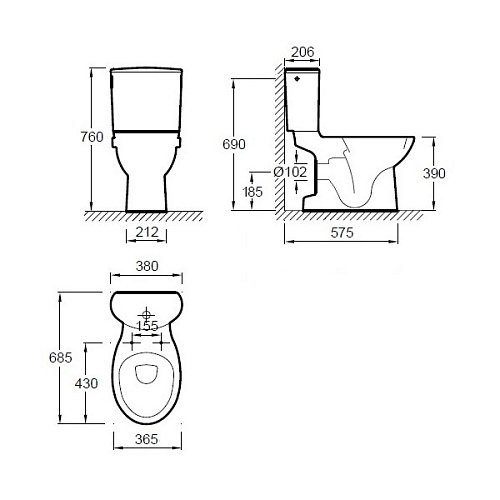Унитаз-компакт Jacob Delafon Patio 4101G