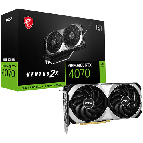 Видеокарта MSI GeForce RTX 4070 12288Mb, Ventus 2X E 12G OC (RTX 4070 Ventus 2X E 12G OC) 1xHDMI, 3xDP, Ret
