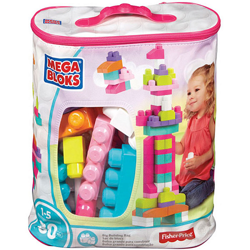 Мешок c конструктором Mega Bloks "Мой первый конструктор" 80 деталей DCH62 (розовый)