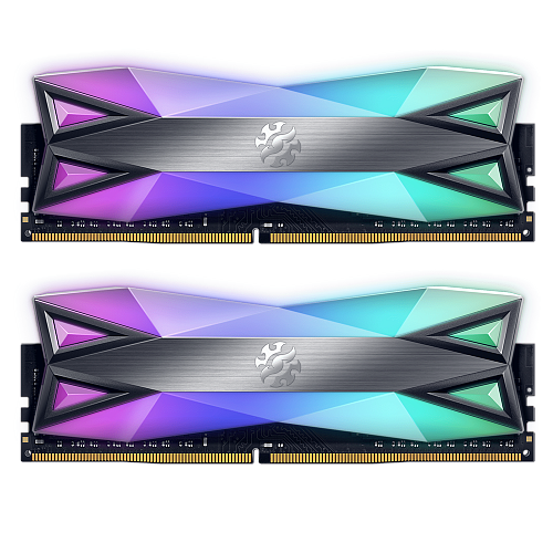 Модуль памяти DIMM 16Gb 2х8Gb DDR4 PC25600 3200MHz ADATA XPG Spectrix D60G RGB Grey (AX4U32008G16A-DT60)