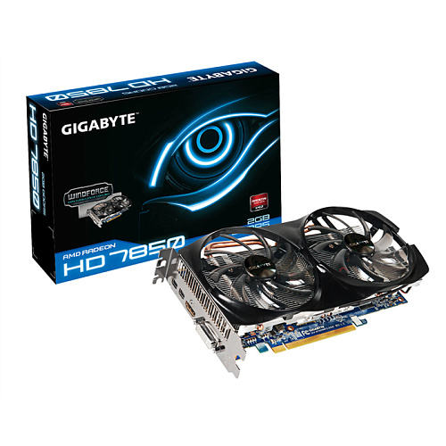 Видеокарта GigaByte 2048Mb HD7850 GV-R785WF2-2GD DDR5 DVI, 2xMini-DP, HDMI Ret