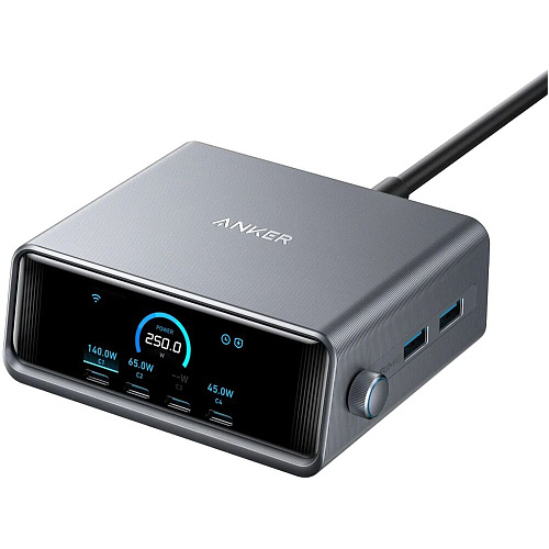 Сетевое зарядное устройство Anker Prime Charger 250W 6 Ports GaNPrime 4xUSB-C + 2xUSB-A темно-серый