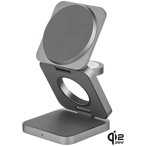 Беспроводная зарядная панель 3 в 1 Для IPhone, Apple Watch, Airpods uBear Balance Ultra Qi2.2 35W Grey