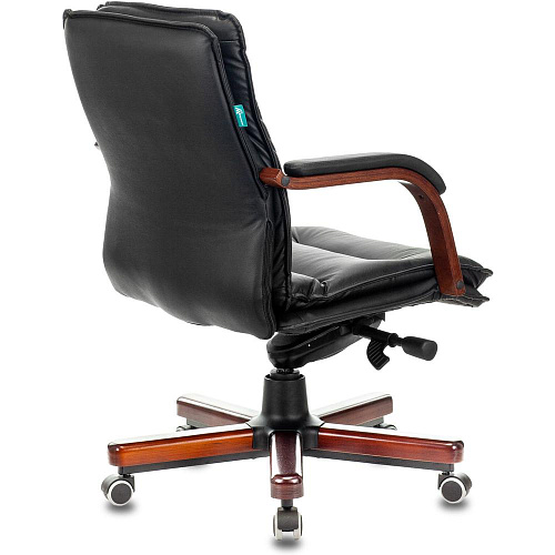 Кресло руководителя Бюрократ T-9927WALNUT-LOW черный кожа низк.спин. крестовина металл/дерево
