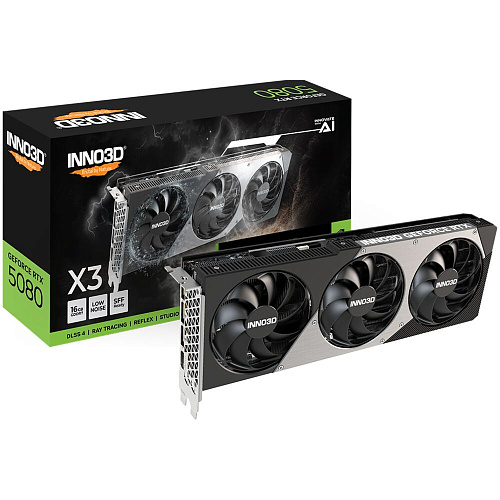 Видеокарта Inno3D GeForce RTX 5080 16384Mb, X3 16 Gb (N50803-16D7-176068N) 1xHDMI, 3xDP, Ret