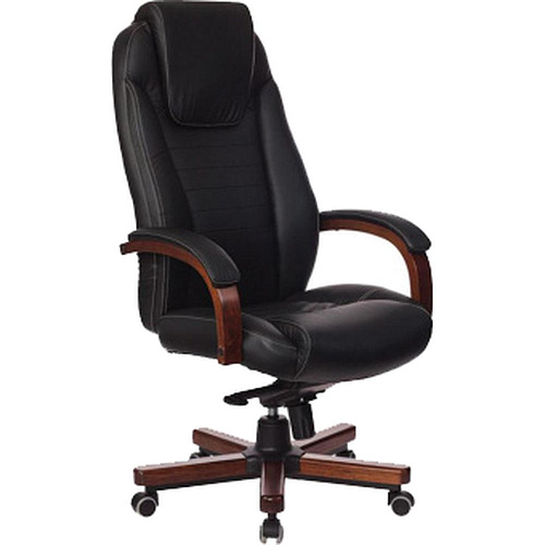 Кресло руководителя Бюрократ T-9923WALNUT/BLACK черный кожа крестовина дерево