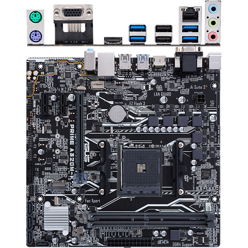 Материнская плата ASUS Prime A320M-K A320 Socket AM4 2xDDR4, 4xSATA3, RAID, 1xM.2, 1xPCI-E16x, 4xUSB3.0, VGA, HDMI, Glan, mATX