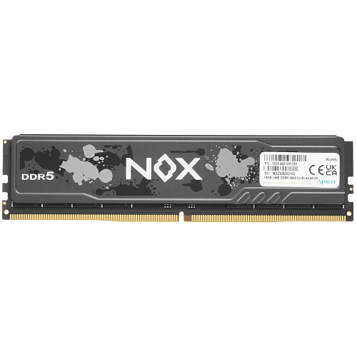 Модуль памяти DIMM 16Gb DDR5 PC44800 5600MHz Apacer NOX Black Gaming (AH5U16G56C522MBAA-1)