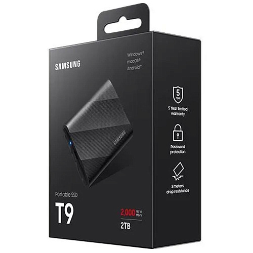 Внешний SSD-накопитель 2Tb Samsung T9 MU-PG2T0B/WW (SSD) USB 3.2 Type C Черный