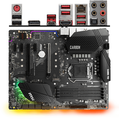 Материнская плата MSI B360 Gaming Pro Carbon B360 Socket-1151v2 4xDDR4, 6xSATA3, 2xM.2, 2xPCI-E16x, 5xUSB3.1, 1xUSB3.1 Type C, DP, Glan, ATX