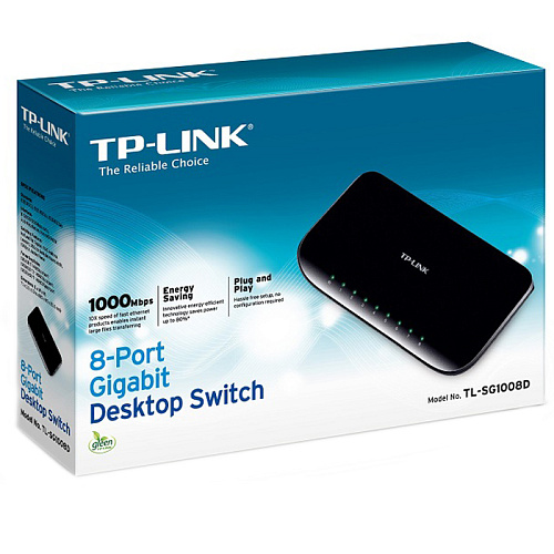 Коммутатор TP-LINK TL-SG1008D неуправляемый 8 портов 10/100/1000Мбит/с