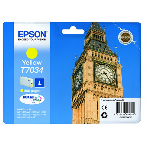 Картридж EPSON T7034 L Yellow для WorkForce Pro 4000/4500 C13T70344010