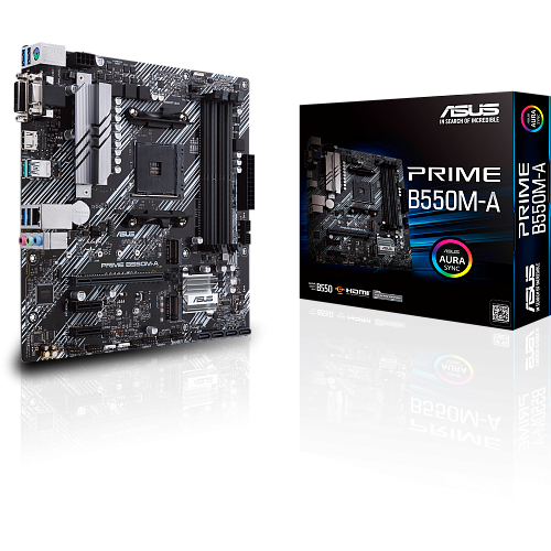Материнская плата ASUS Prime B550M-A B550 Socket AM4 4xDDR4, 4xSATA3, RAID, 2xM.2, 1xPCI-E16x, 6xUSB3.1, D-Sub, DVI-D, HDMI, Glan, mATX УЦЕНКА