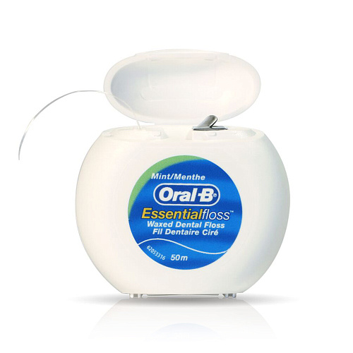 Oral-B Зубная нить Essential вощеная, мята, 50 м.
