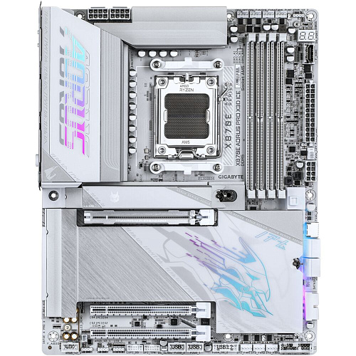 Материнская плата Gigabyte X870E AORUS Pro X3D Ice Socket-AM5 AMD X870E 4xDDR5, 4xSATA3, RAID, 4xM.2, 3xPCI-E16x, 8xUSB3.2, 4xUSB3.2 Type C, HDMI, WiFi, 5Glan, ATX Ret