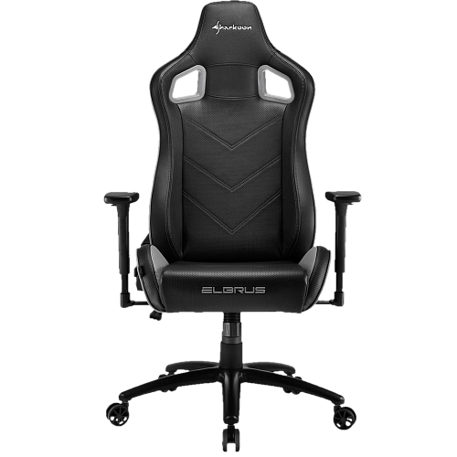 Кресло для геймера Sharkoon Elbrus 2 чёрно-серое (синтетическая кожа, регулируемый угол наклона, механизм качания) распродажа Игромир