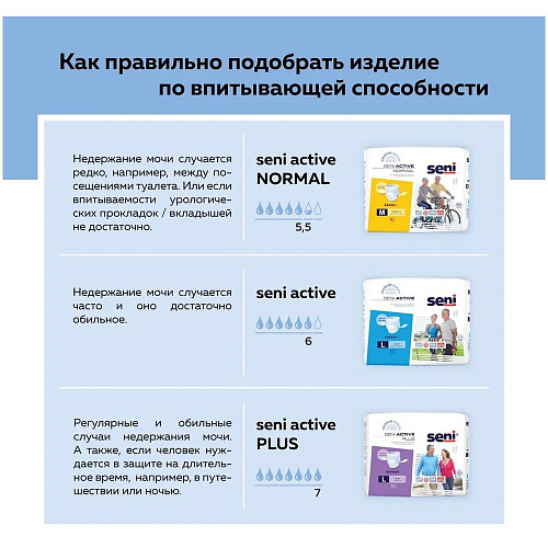 Seni Трусы впитывающие Active, 120-160 см., XL (10 шт.), 6 упаковок