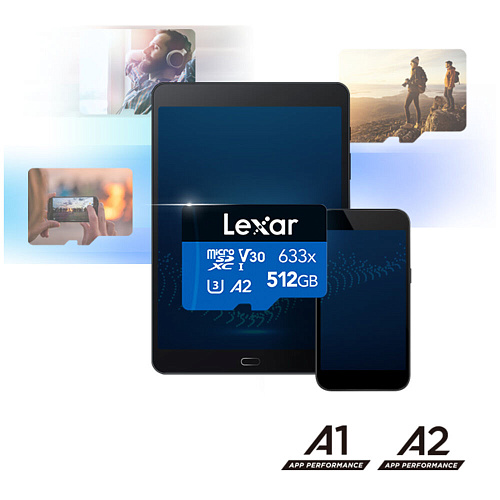 Карта памяти Micro SecureDigital 512Gb Lexar 633x SDXC class 10 (LSDMI512BB633A) + SD адаптер