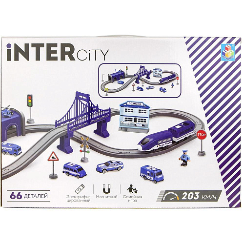 Железная дорога 1Toy InterCity Megapolis "Полицейская станция" 66 дет Т20829