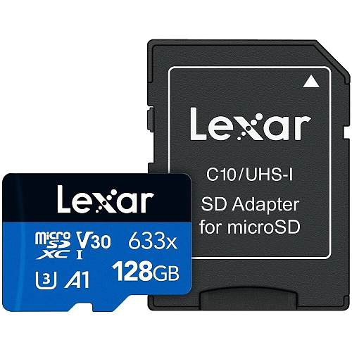 Карта памяти Micro SecureDigital 128Gb Lexar 633x SDXC class 10 (LSDMI128BB633A) + SD адаптер