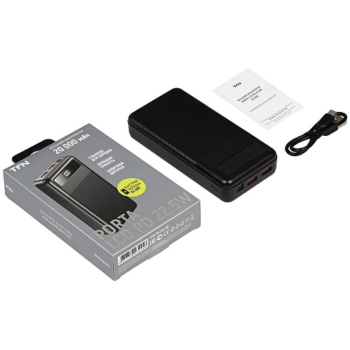 Внешний аккумулятор TFN Porta LCD PD 22.5W TFN-PB-312-BK 20000mAh Black