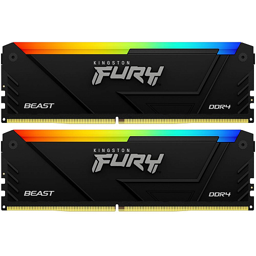 Модуль памяти DIMM 32Gb 2х16Gb DDR4 PC25600 3200MHz Kingston Fury Beast RGB Black (KF432C16BB12AK2/32)