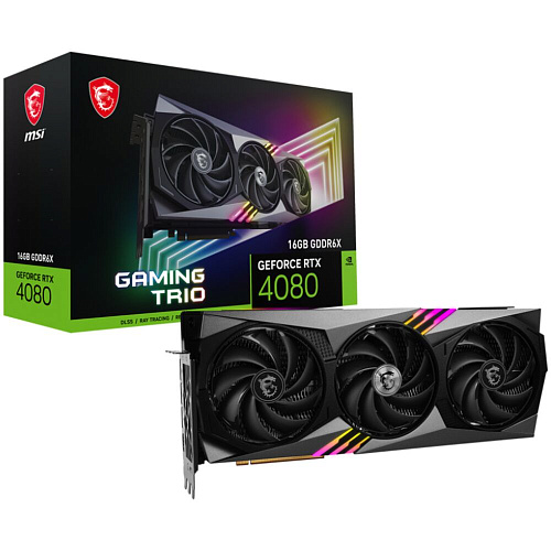 Видеокарта MSI GeForce RTX 4080 16384Mb, Gaming X Trio 16 Gb (RTX 4080 Gaming X Trio 16 Gb) 1xHDMI, 3xDP, Ret